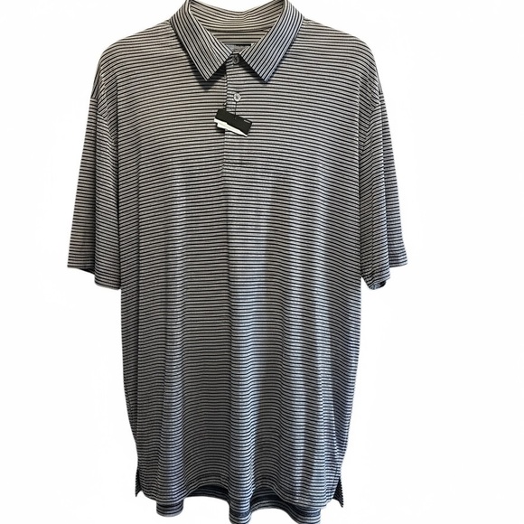 Roundtree & Yorke Other - New XL Roundtree & Yorke Performance Striped Polo - Navy Blue & Gray